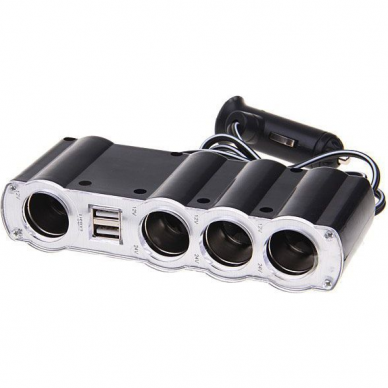 12V lizdas 4 vietų + 2 USB jungtys 12V lizdas 4 vietų + 2 USB jungtys
