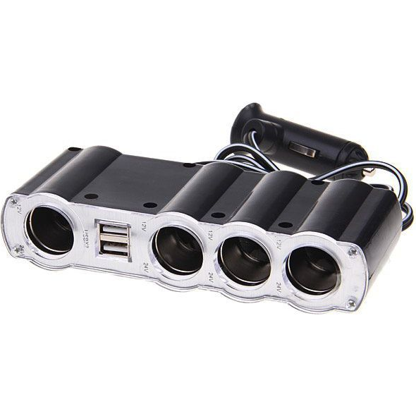 12V lizdas 4 vietų + 2 USB jungtys 12V lizdas 4 vietų + 2 USB jungtys