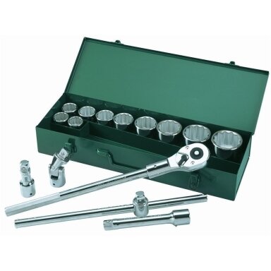 Galvučių rinkinys 12 kampų 3/4" 15vnt. (30-60mm) Galvučių rinkinys 12 kampų 3/4" 15vnt. (30-60mm)