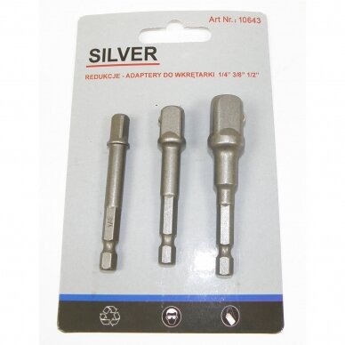 Adapterių suktuvui rinkinys 3vnt. 1/4"+ 3/8" +1/2" S10643 Adapterių suktuvui rinkinys 3vnt. 1/4"+ 3/8" +1/2" S10643