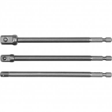 Adapterių suktuvui rinkinys 3vnt. prailginti L-150mm 1/4"+3/8"+1/2" Adapterių suktuvui rinkinys 3vnt. prailginti L-150mm 1/4"+3/8"+1/2"