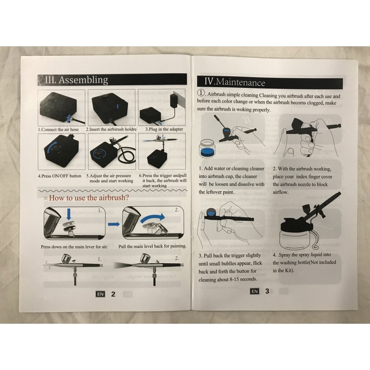 Aerografas 12V Ø0.3mm 7cm³ 4vnt. 1/4" dvigubo veikimo su kompresoriumi 3 Aerografas 12V Ø0.3mm 7cm³ 4vnt. 1/4" dvigubo veikimo su kompresoriumi 3