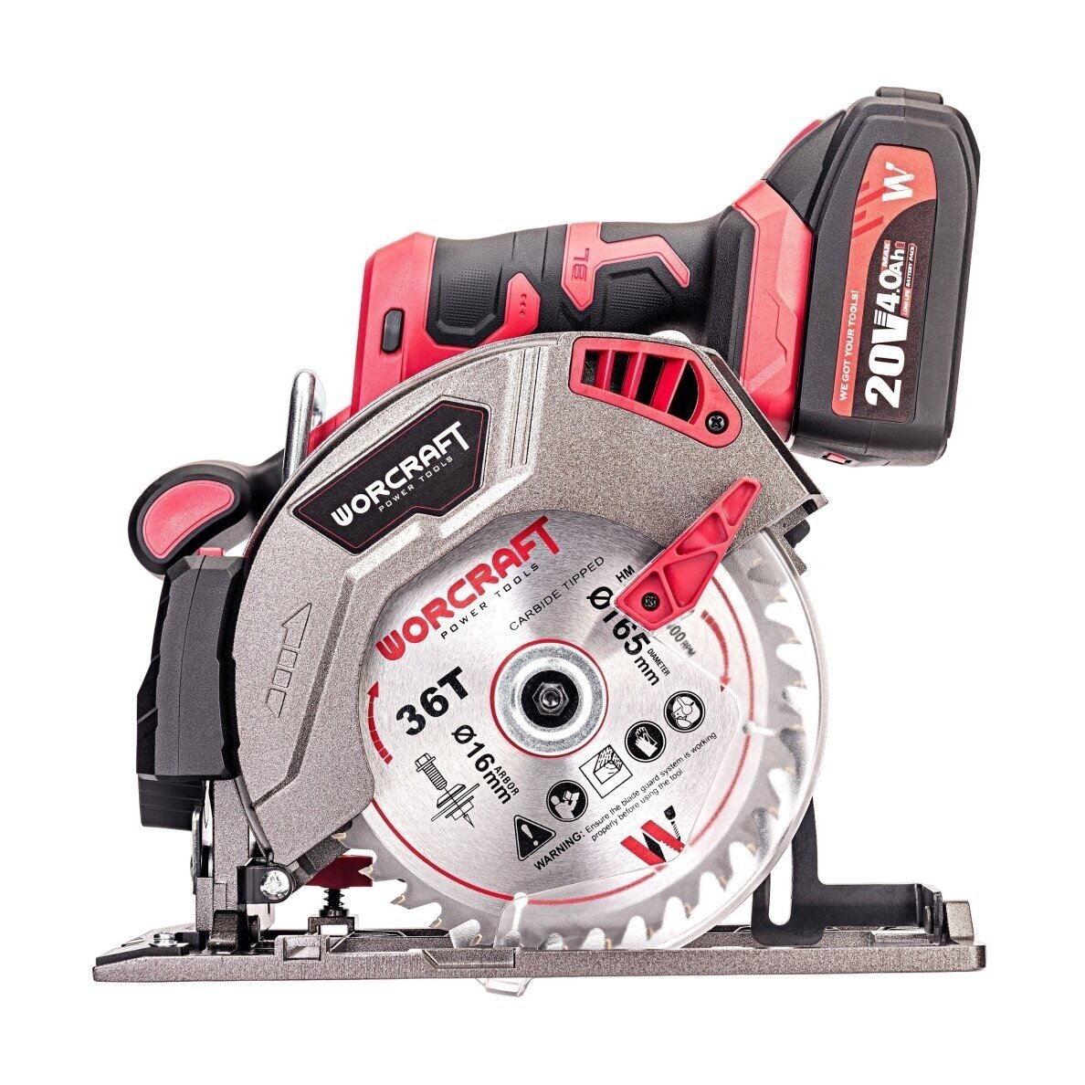 Akumuliatorinis diskinis pjūklas su lazeriu 165mm 20V LI-ION WORCRAFT CCSS20LiB 4