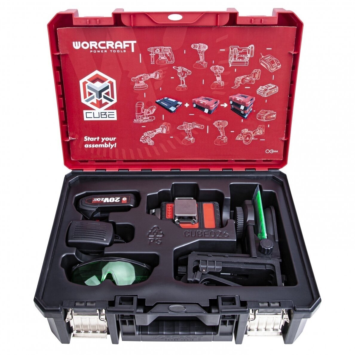Akumuliatorinis nivelyras 3x3D žalias 20V LI-ION WORCRAFT (XCUBE dėžė) 1 Akumuliatorinis nivelyras 3x3D žalias 20V LI-ION WORCRAFT (XCUBE dėžė) 1