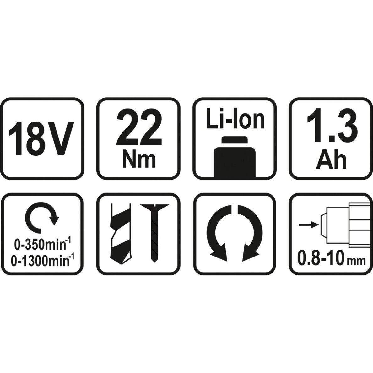 Akumuliatorinis smūginis suktuvas-gręžtuvas LI-ION 18V 2x1.3Ah 6 Akumuliatorinis smūginis suktuvas-gręžtuvas LI-ION 18V 2x1.3Ah 6