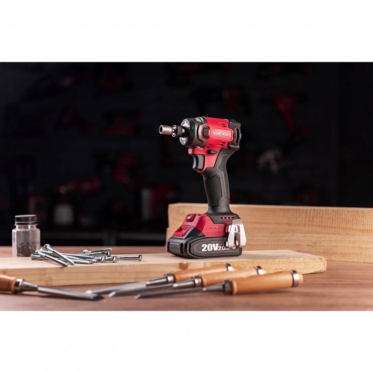 Akumuliatorinis smūginis suktuvas lagamine 1/4'' 20V LI-ION WORCRAFT 10