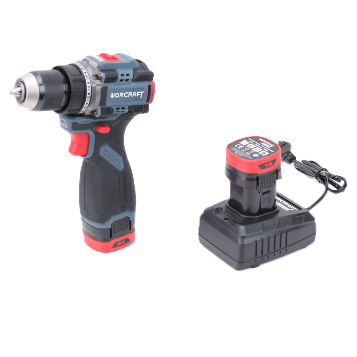 Akumuliatorinis suktuvas-gręžtuvas su priedais 16.8V LI-ION WORCRAFT plastikinis lagaminas 3