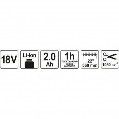 Akumuliatorinės gyvatvorių žirklės 56cm 18V LI-ION 4 Akumuliatorinės gyvatvorių žirklės 56cm 18V LI-ION 4