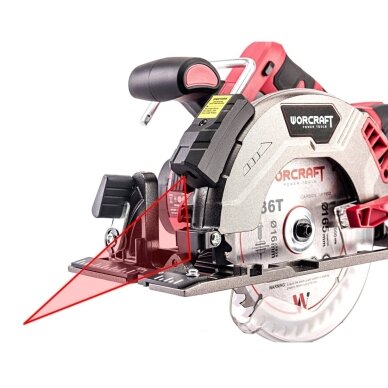 Akumuliatorinis diskinis pjūklas su lazeriu 165mm 20V LI-ION WORCRAFT CCSS20LiB 6