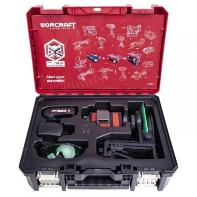 Akumuliatorinis nivelyras 3x3D žalias 20V LI-ION WORCRAFT (XCUBE dėžė) 1 Akumuliatorinis nivelyras 3x3D žalias 20V LI-ION WORCRAFT (XCUBE dėžė) 1