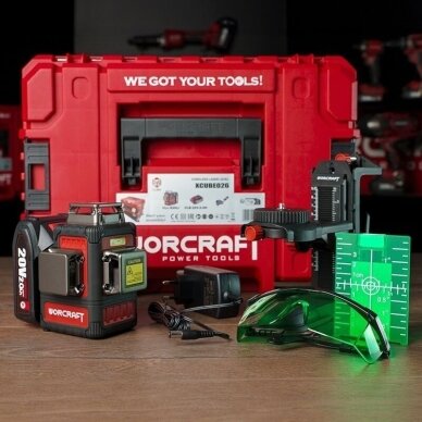 Akumuliatorinis nivelyras 3x3D žalias 20V LI-ION WORCRAFT (XCUBE dėžė) 8 Akumuliatorinis nivelyras 3x3D žalias 20V LI-ION WORCRAFT (XCUBE dėžė) 8
