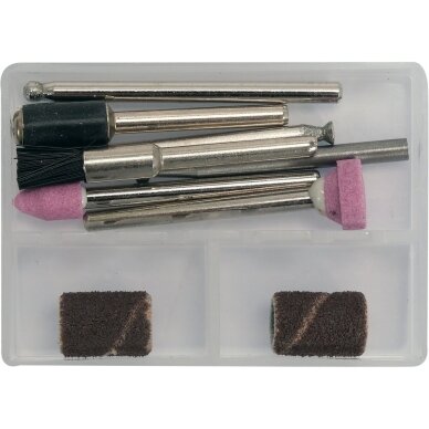 Akumuliatorinis mini šlifuoklis su rinkiniu 3.6V 11vnt. 1 Akumuliatorinis mini šlifuoklis su rinkiniu 3.6V 11vnt. 1