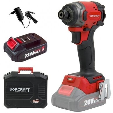 Akumuliatorinis smūginis suktuvas lagamine 1/4'' 20V LI-ION WORCRAFT