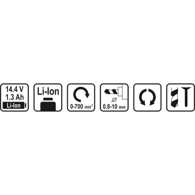 Akumuliatorinis suktukas LI-ION 14.4V 1.3Ah 8 Akumuliatorinis suktukas LI-ION 14.4V 1.3Ah 8