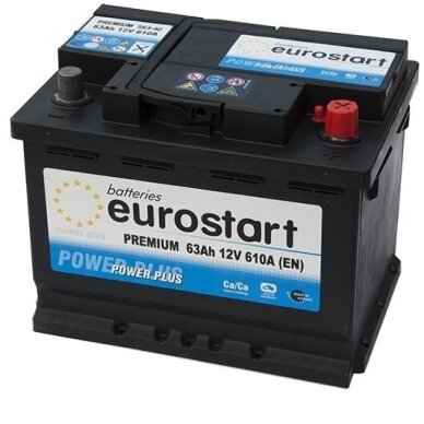 Akumuliatorius EUROSTART Premium 63Ah 610A