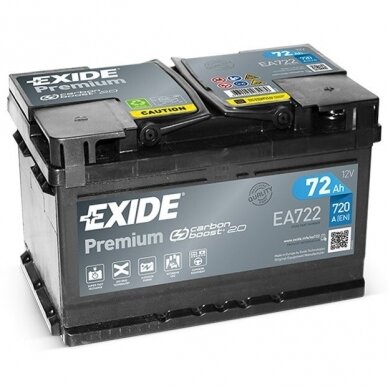 Akumuliatorius EXIDE Premium EA722 72Ah 720A Akumuliatorius EXIDE Premium EA722 72Ah 720A
