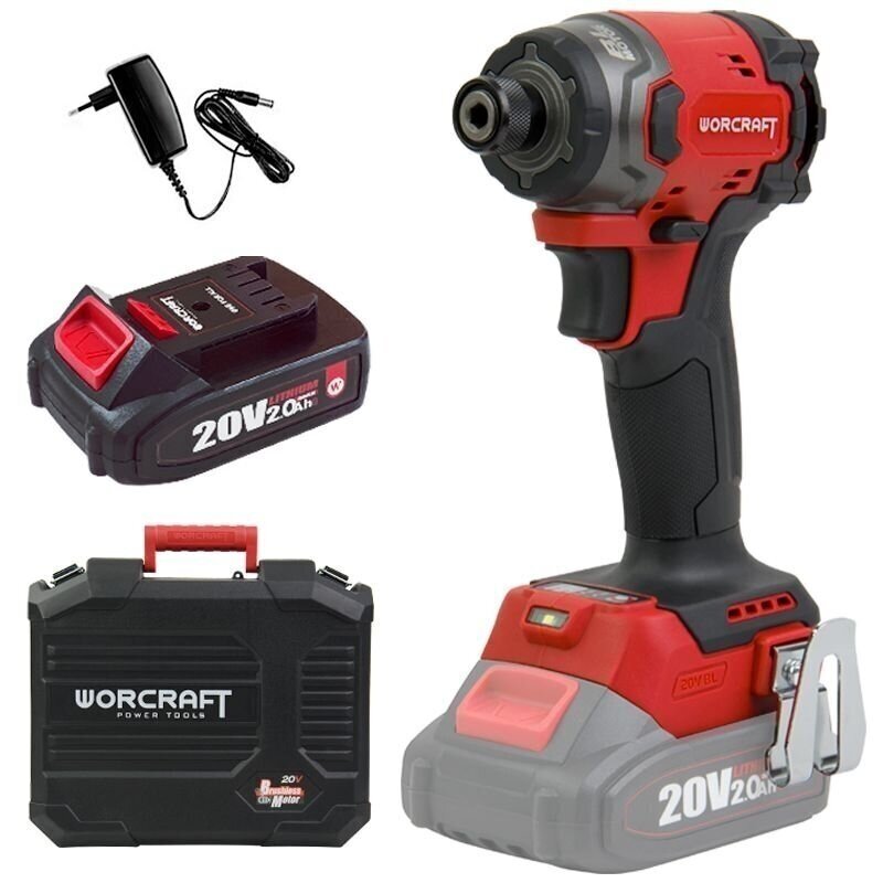 Akumuliatorinis smūginis suktuvas lagamine 1/4'' 20V LI-ION WORCRAFT Akumuliatorinis smūginis suktuvas lagamine 1/4'' 20V LI-ION WORCRAFT