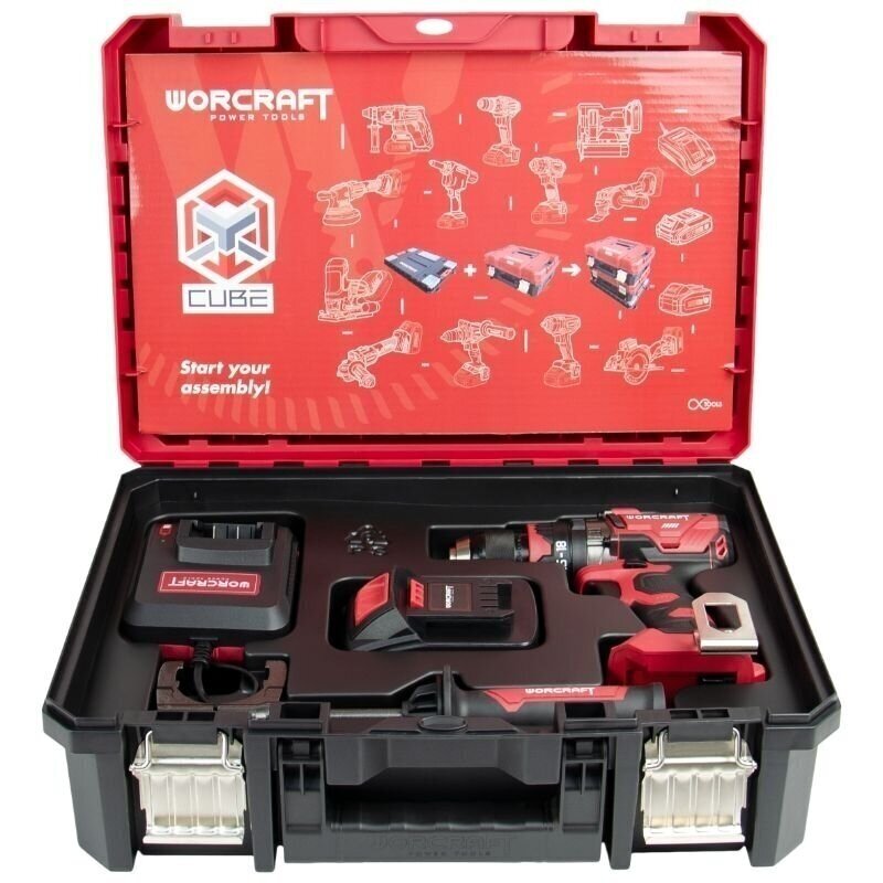 Akumuliatorinis suktuvas-gręžtuvas su kalimu 20V LI-ION WORCRAFT (XCUBE dėžė) 1
