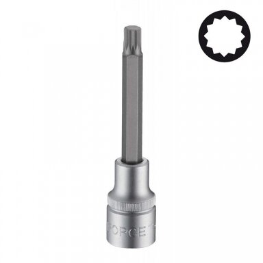 Antgalis daugiabriaunis su/be skylės M12-M18 spline įpresuotas 1/2" L-100mm Antgalis daugiabriaunis su/be skylės M12-M18 spline įpresuotas 1/2" L-100mm