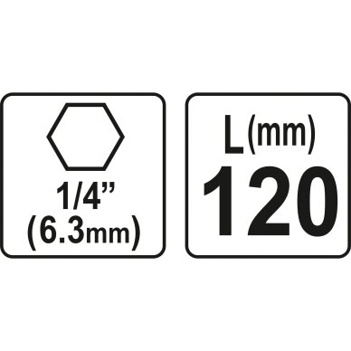 Magnetinis antgalių laikiklis hex 1/4" 120mm 2 Magnetinis antgalių laikiklis hex 1/4" 120mm 2
