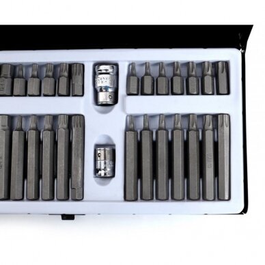 Antgalių rinkinys ilgų trumpų hex spline torx metalinė dėžutė 40vnt. 3 Antgalių rinkinys ilgų trumpų hex spline torx metalinė dėžutė 40vnt. 3