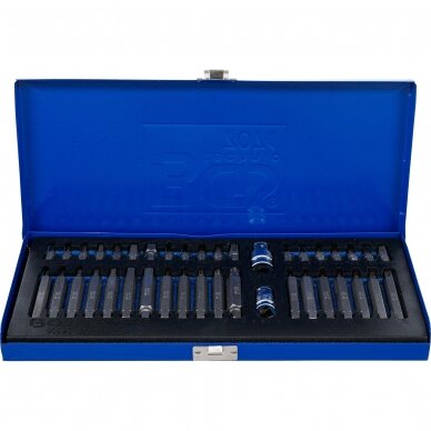 Antgalių rinkinys ilgų trumpų hex torx spline metalinė dėžutė 40vnt. 7071 Antgalių rinkinys ilgų trumpų hex torx spline metalinė dėžutė 40vnt. 7071