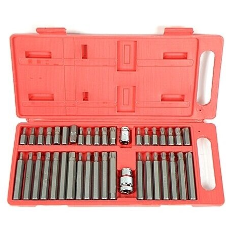 Antgalių rinkinys ilgų trumpų hex spline torx plastikinė dėžutė 40vnt. S10631