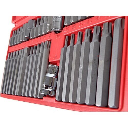 Antgalių rinkinys ilgų trumpų hex spline torx plastikinė dėžutė 40vnt. S10631 1