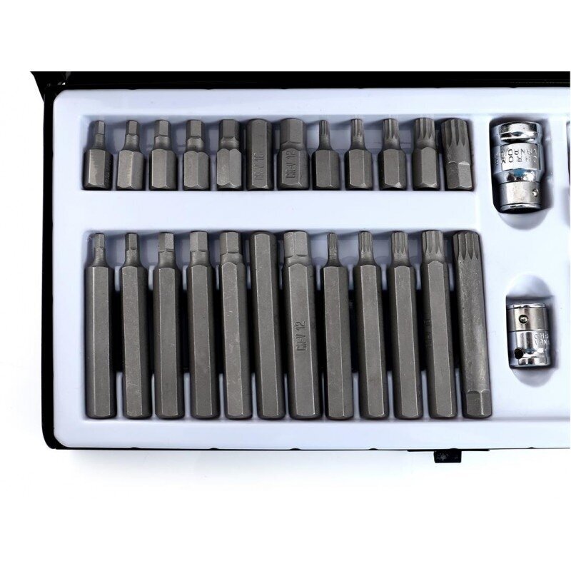Antgalių rinkinys ilgų trumpų hex spline torx metalinė dėžutė 40vnt. 4 Antgalių rinkinys ilgų trumpų hex spline torx metalinė dėžutė 40vnt. 4