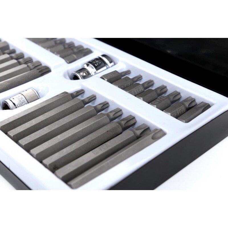 Antgalių rinkinys ilgų trumpų hex spline torx metalinė dėžutė 40vnt. 6 Antgalių rinkinys ilgų trumpų hex spline torx metalinė dėžutė 40vnt. 6