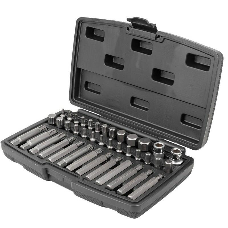Antgalių rinkinys ilgų trumpų hex spline torx plastikinė dėžutė 40vnt. Antgalių rinkinys ilgų trumpų hex spline torx plastikinė dėžutė 40vnt.