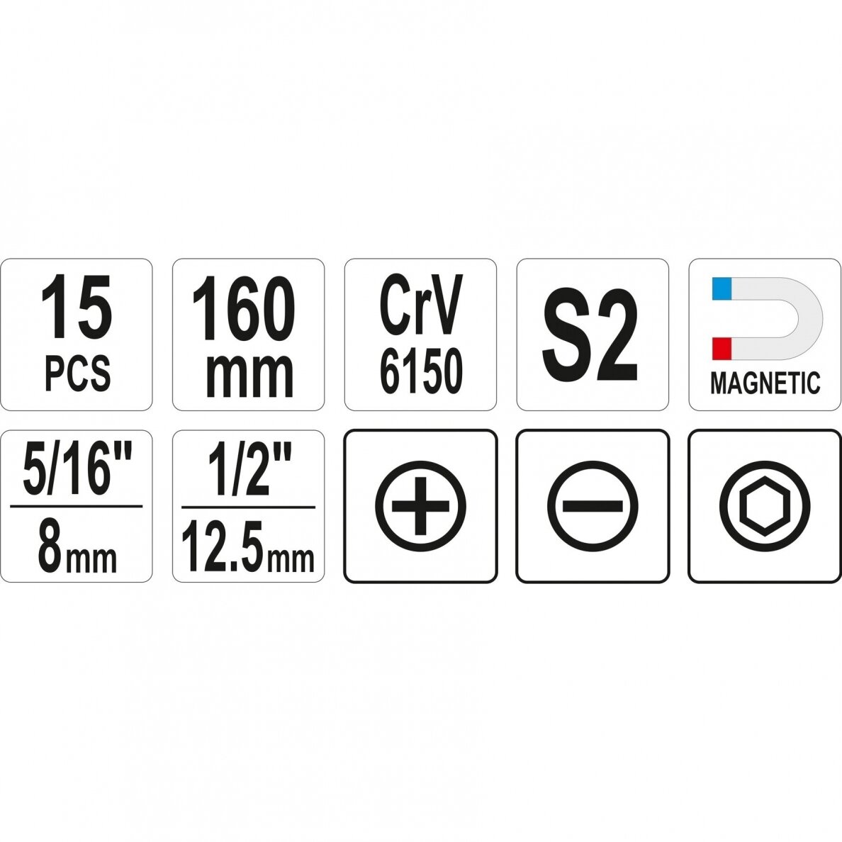 Atsuktuvas smūginis su antgaliais 15vnt. 3 Atsuktuvas smūginis su antgaliais 15vnt. 3