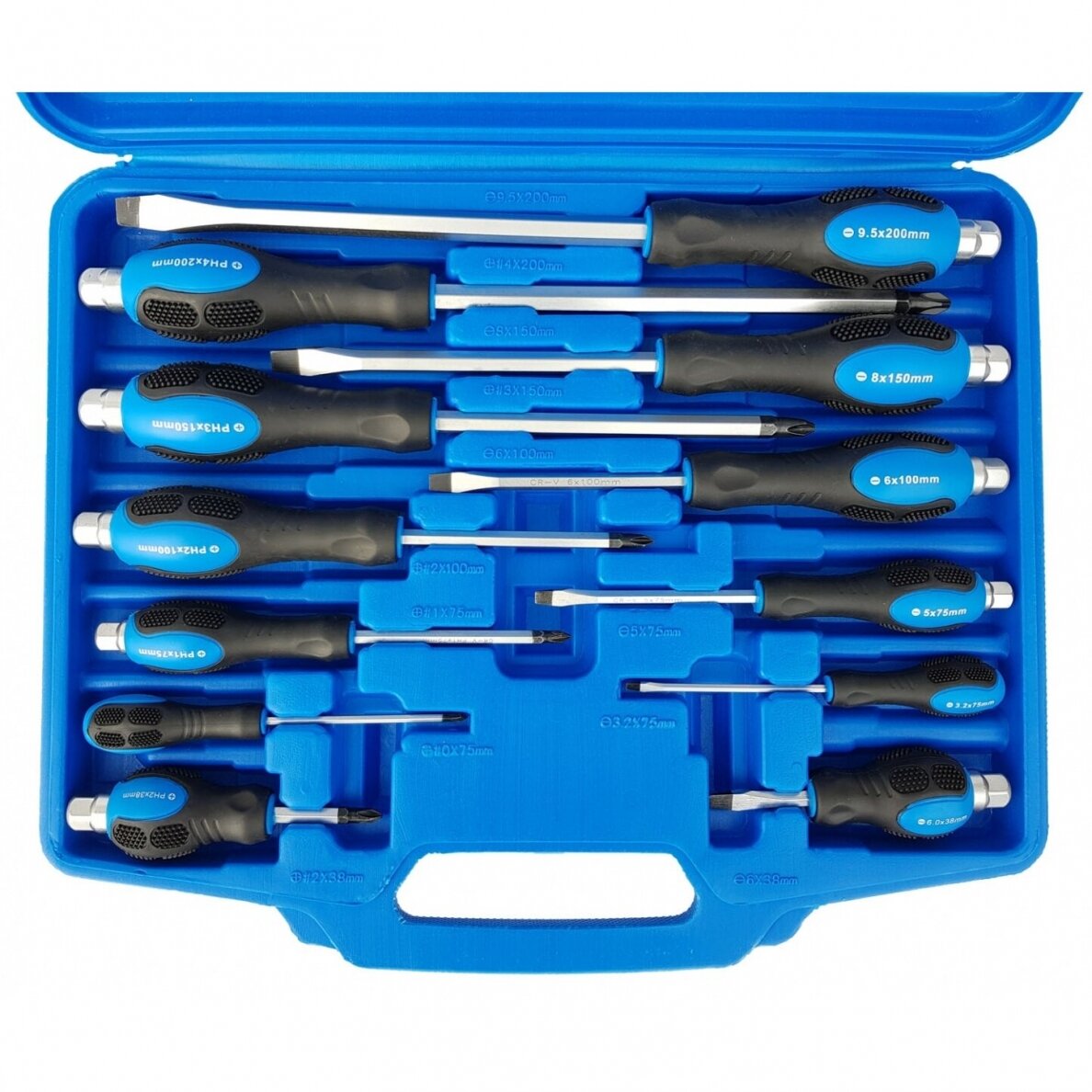 Smūginių atsuktuvų rinkinys lagamine 12vnt. SK5013 1 Smūginių atsuktuvų rinkinys lagamine 12vnt. SK5013 1