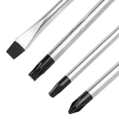 Atsuktuvų rinkinys su stovu + antgaliai 100vnt. RF-10100 3 Atsuktuvų rinkinys su stovu + antgaliai 100vnt. RF-10100 3
