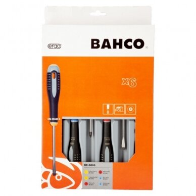 Atsuktuvų rinkinys ERGO™ 6vnt - PH1/2; PZ1/2; SL3,5/5,5 BAHCO BE-9886 Atsuktuvų rinkinys ERGO™ 6vnt - PH1/2; PZ1/2; SL3,5/5,5 BAHCO BE-9886