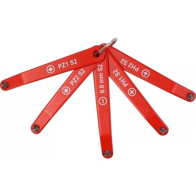 Atsuktuvų rinkinys ant žiedo sunkiai prieinamoms vietoms PH1, PH2, PZ1, PZ2, SL6 YT-77750 3 Atsuktuvų rinkinys ant žiedo sunkiai prieinamoms vietoms PH1, PH2, PZ1, PZ2, SL6 YT-77750 3