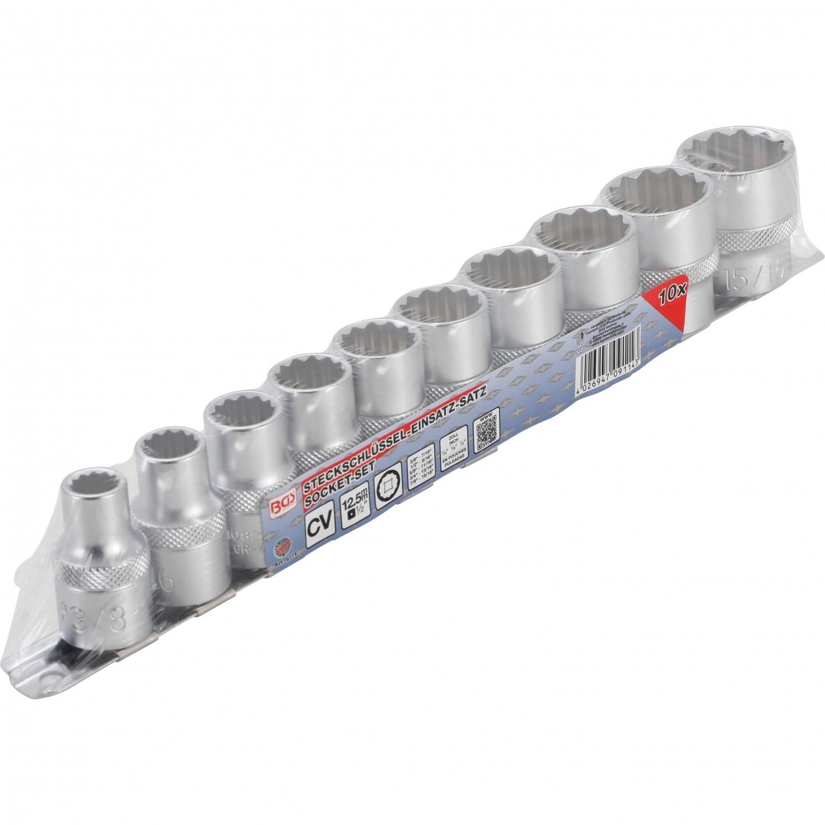 Galvučių rinkinys colinių 1/2" 3/8" - 15/16" 10vnt. 9114 1