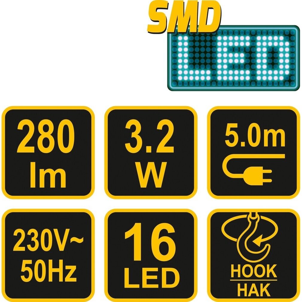 Darbo lempa 16 SMD LED 230V su magnetu 3 Darbo lempa 16 SMD LED 230V su magnetu 3
