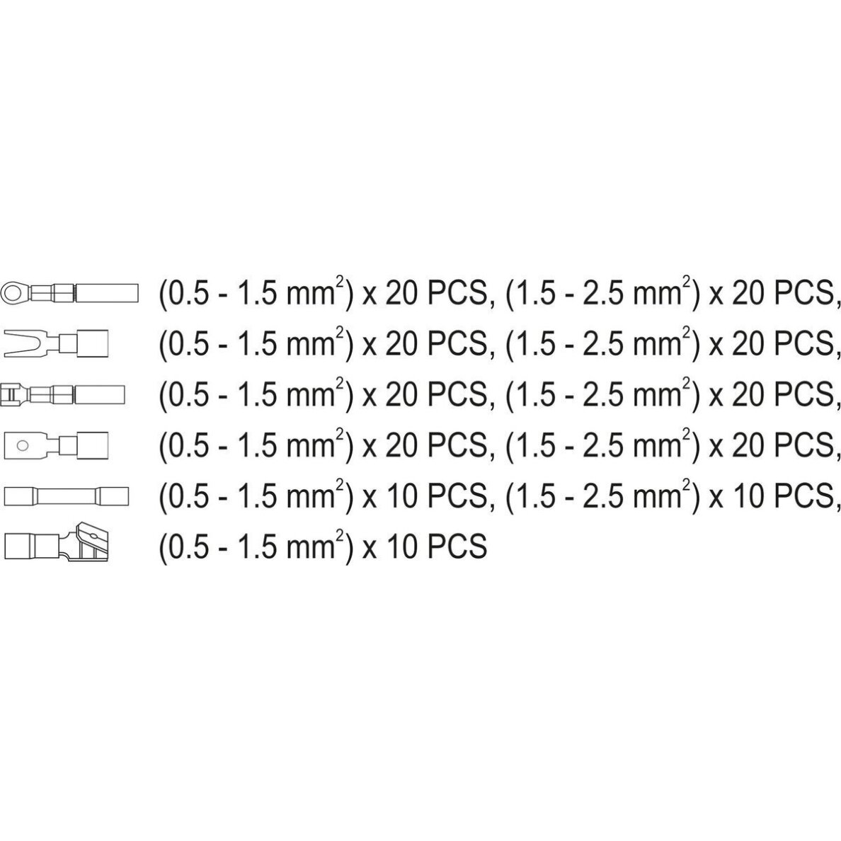 Replės jungčių užspaudimui 0.2-6mm² su rinkiniu 191vnt. YT-23133 5 Replės jungčių užspaudimui 0.2-6mm² su rinkiniu 191vnt. YT-23133 5