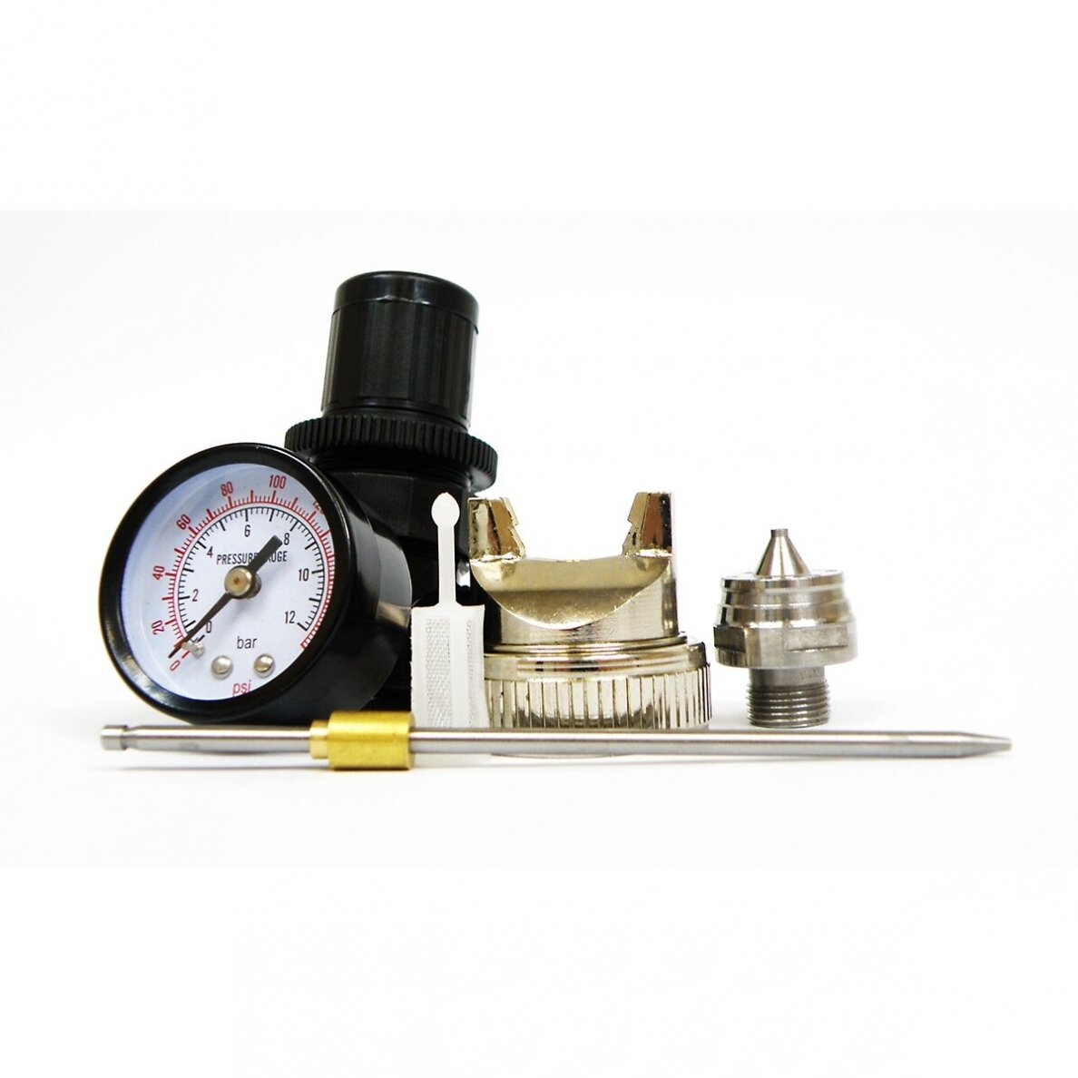 Dažymo pistoletas su reguliatoriumi metalinis HVLP 1.4mm + 1.7mm S10506 2 Dažymo pistoletas su reguliatoriumi metalinis HVLP 1.4mm + 1.7mm S10506 2