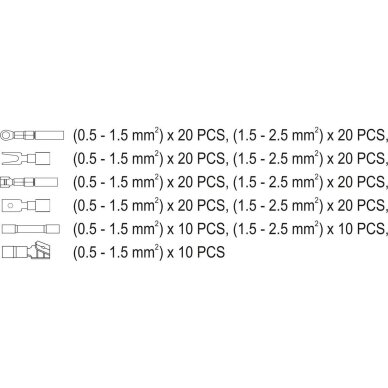 Replės jungčių užspaudimui 0.2-6mm² su rinkiniu 191vnt. YT-23133 5
