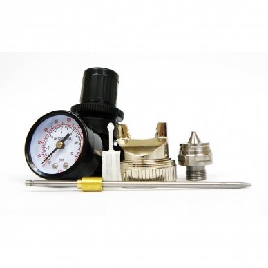Dažymo pistoletas su reguliatoriumi metalinis HVLP 1.4mm + 1.7mm S10506 2 Dažymo pistoletas su reguliatoriumi metalinis HVLP 1.4mm + 1.7mm S10506 2