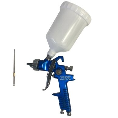 Dažymo pistoletas su reguliatoriumi metalinis HVLP 1.4mm + 1.7mm Dažymo pistoletas su reguliatoriumi metalinis HVLP 1.4mm + 1.7mm
