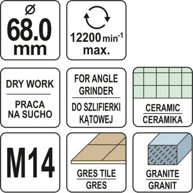 Deimantinė karūna M14 68mm 3