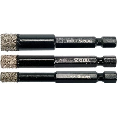 Deimantinių karūnų rinkinys HEX 6,8,10mm 3vnt. 1 Deimantinių karūnų rinkinys HEX 6,8,10mm 3vnt. 1