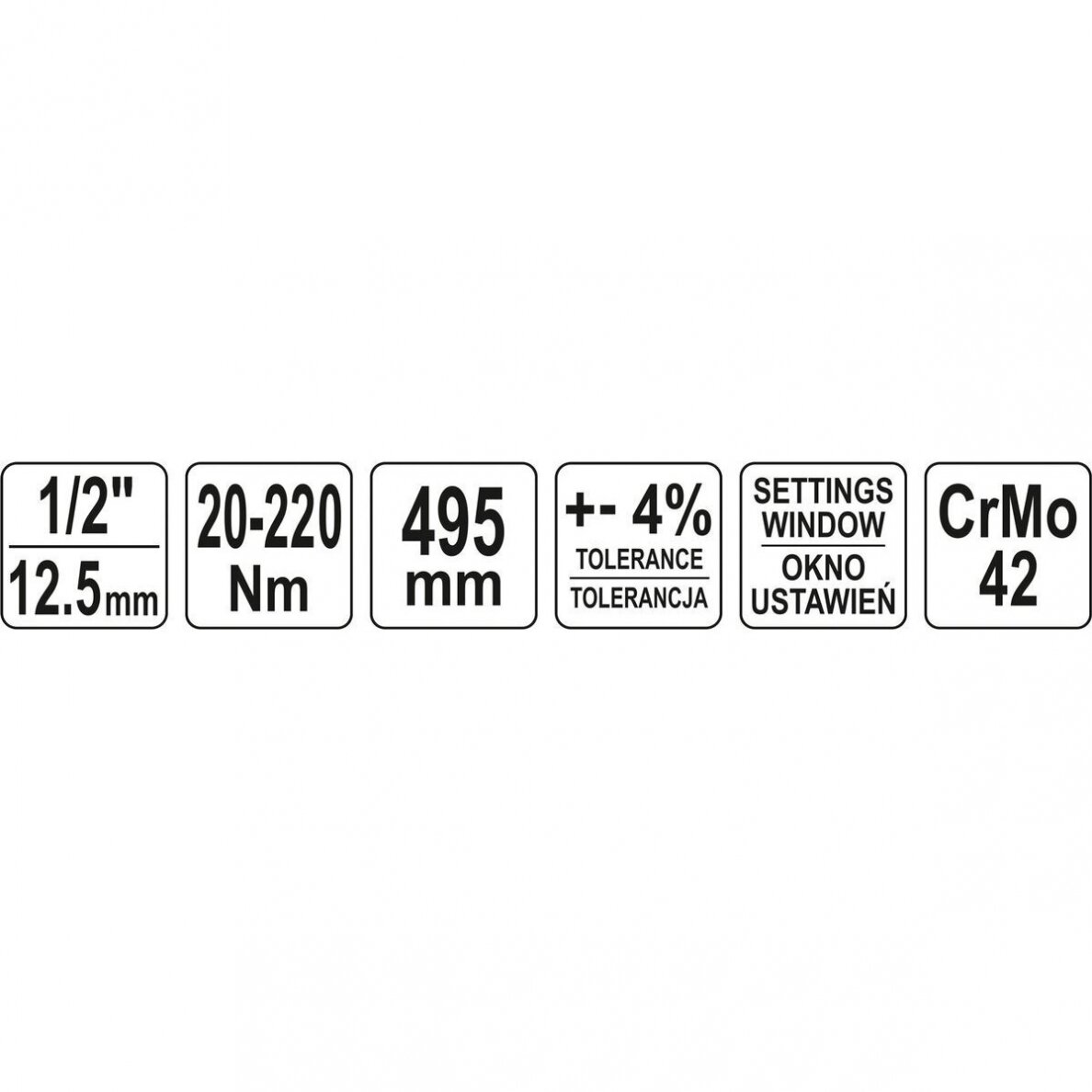 Dinamometrinis raktas 1/2` 20-220Nm L-481mm YT-07605 4 Dinamometrinis raktas 1/2` 20-220Nm L-481mm YT-07605 4