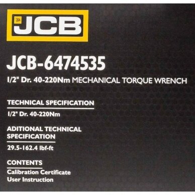 Dinamometrinis raktas 1/2` 40-210Nm L-535mm JCB-6474535 5