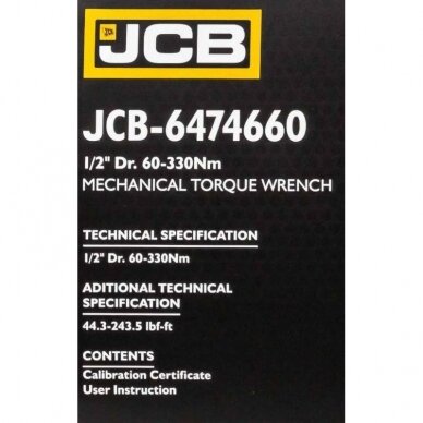 Dinamometrinis raktas 1/2` 60-330Nm L-585mm JCB-6474660 5 Dinamometrinis raktas 1/2` 60-330Nm L-585mm JCB-6474660 5