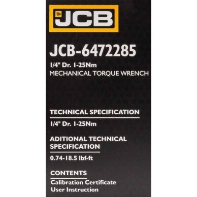 Dinamometrinis raktas 1/4` 1-25Nm L-245mm JCB-6472285 2 Dinamometrinis raktas 1/4` 1-25Nm L-245mm JCB-6472285 2
