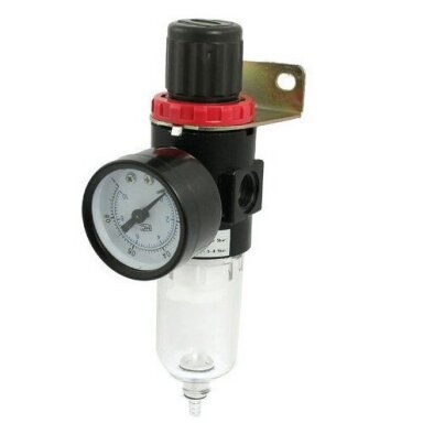 Drėgmės filtras su reguliatorium ir manometru 1/4" Drėgmės filtras su reguliatorium ir manometru 1/4"